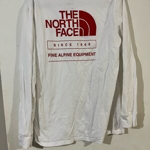 The North Face Red and White Long Sleeve Tee